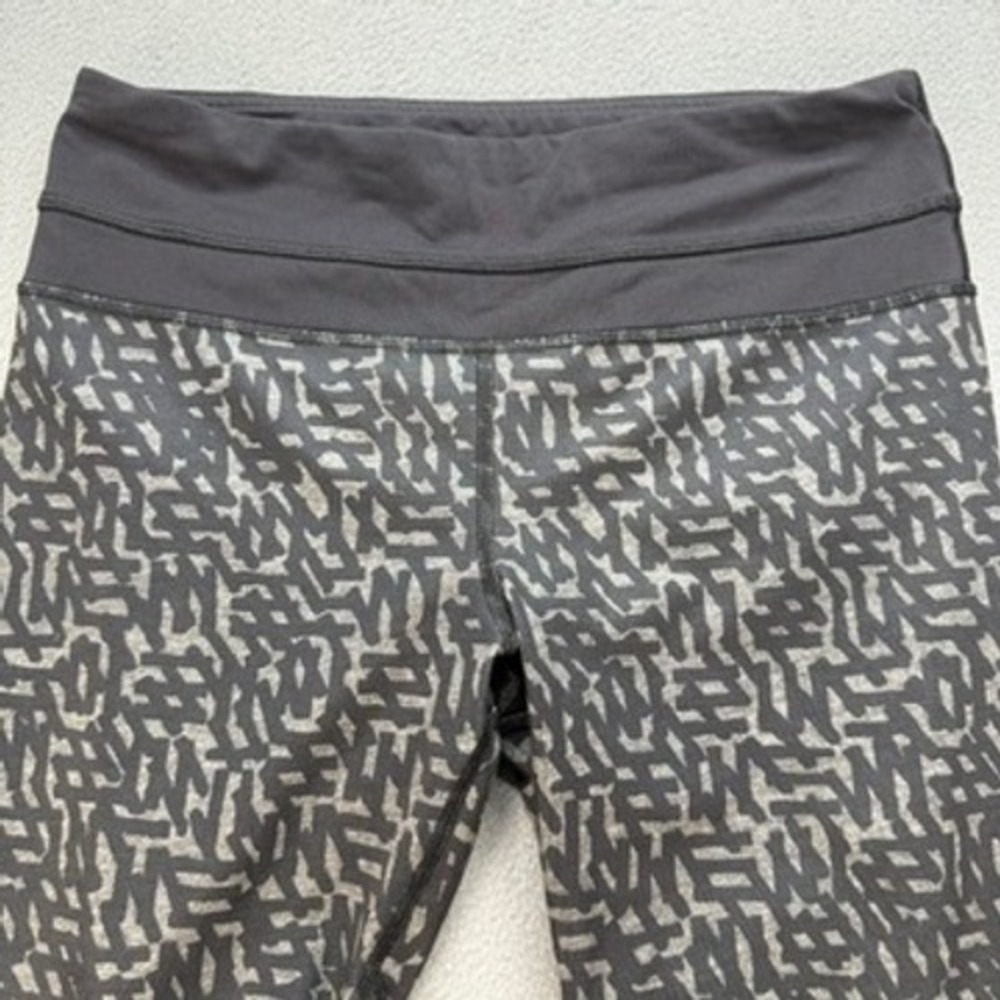 Lululemon Leggings Inspire Crop II Mesh Compression 6 Black Gray Geo Print Yoga - Picture 2 of 11